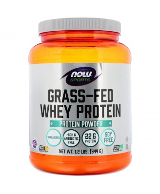 Grass-Fed Whey Protein Concentrate- Natural Unflavored (544 gram) - Now Foods