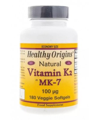 Natural Vitamin K2 as MK-7 100 mcg (180 Veggie Softgels) - Healthy Origins