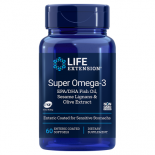 Super Omega-3- EPA/DHA with Sesame Lignans & Olive Fruit Extract (60 Enteric Coated Softgels) - Life Extension