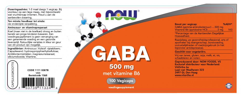 Vergemakkelijken briefpapier grillen Buy GABA 500 mg with vitamin B6 (100 capsules) - Now Foods -