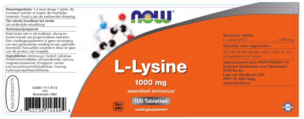 dreigen geweer Conserveermiddel Buy Now Foods, L-Lysine, 1,000 mg, 100 Tablets - L-Lysine