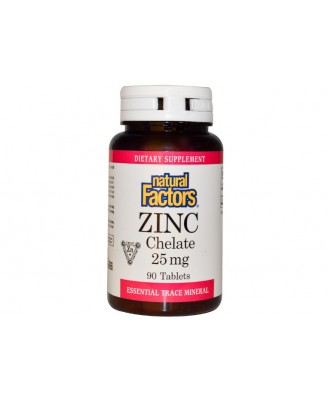 Zinc Chelate 25 mg (90 Tablets) - Natural Factors